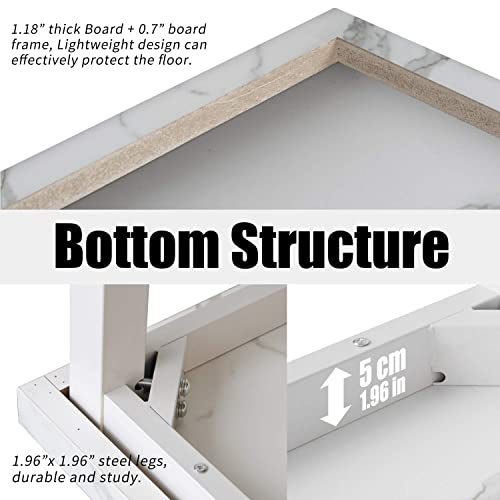 Topsky 59" Big Large Computer Office Desk 1.88" Thickness Desktop (White Marble Texture) #TOP3