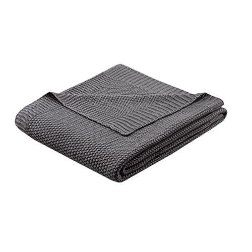 Image of INK+IVY Bree Knit Throw Blanket for Bed, Sofa, and Couch, Lightweight, Breathable, Soft & Cozy Summer Blanket, Throw (50 in x 60 in), Charcoal