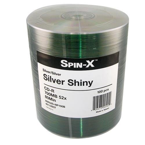 100 Spin-X 52x CD-R 80min 700MB Shiny Silver