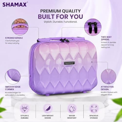 Image of SHAMAX Makeup Vanity Box for Women, Portable Cosmetic Organizer Case with Large Storage, Makeup Brush Holder, Toiletry & Beauty Travel Case, Hard Shell Makeup Storage Box (11 x 6 x 9 Inches)