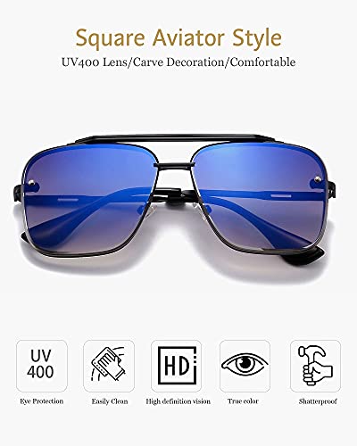 ANRRI Square Aviator Gradient Sunglasses UV400 Double Bridge Retro Metal Frame2