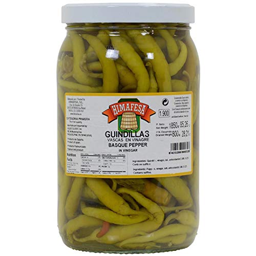 Guindillas Basque Green Peppers in Brine - 64 oz jar