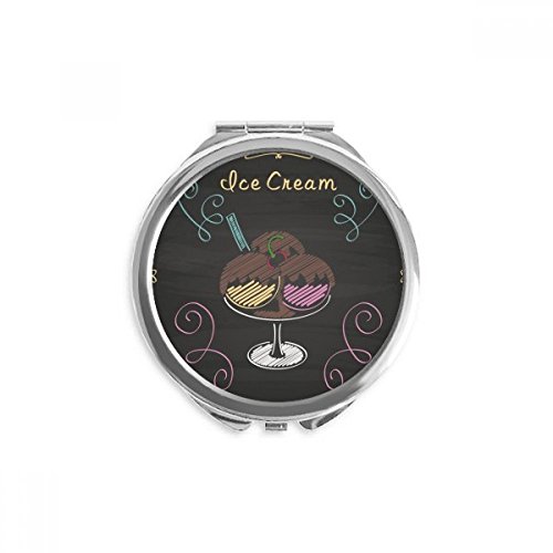 Miroir de poche portable motif crème glacée chocolat petit miroir maquillage à la main compact