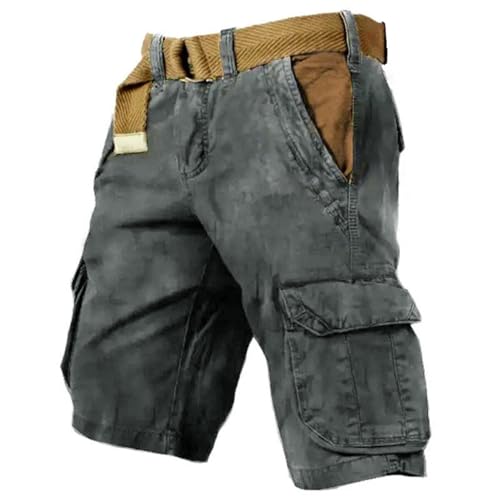 Short cargo noir pour homme L avec taille élastique style vintage