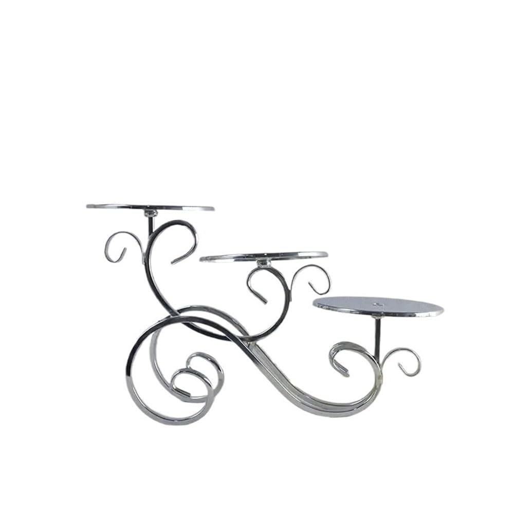 Bx9rE7tK3g Cake Stand Three Tiers Cake Stand , Metal Dessert Cupcake Wedding Plates Party Tableware Display Rack Cake Display Stand(Silver)