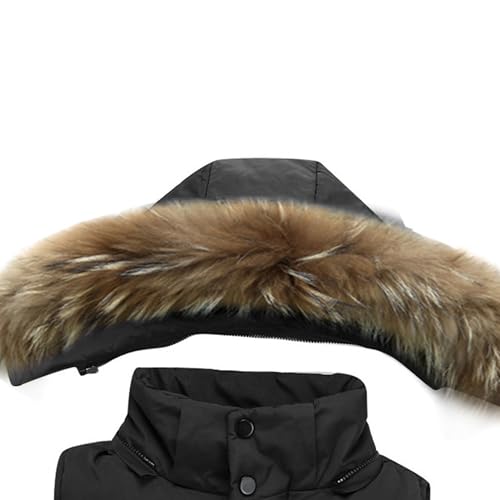 Men's Casual Large Fur Collar Vest Winter Outdoor Waterproof Hooded Outerwear Warm Sleeveless Jacket3