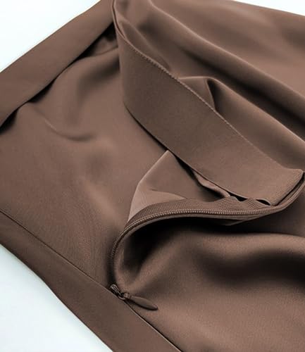 ebossy Women's Elegant Long Satin Skirt Silk Dressy Hidden Elastic Waist Flared A-Line Maxi Skirts3