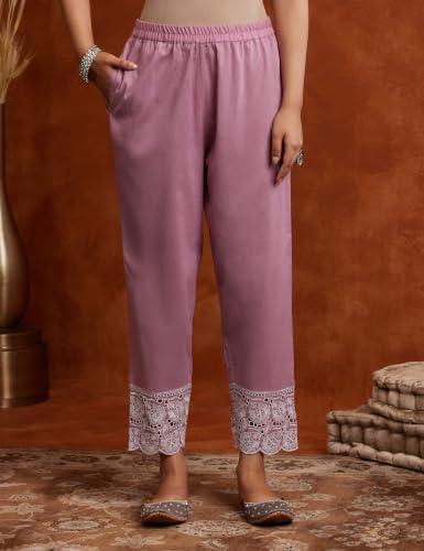 Image of Amazon Brand - Myx Women Embroidered Cotton Kurta Pant Set with Organza Dupatta (Available in Plus Sizes)