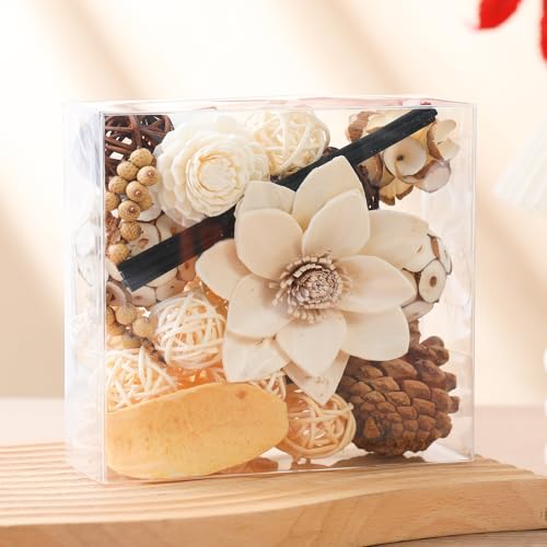 Pretysnow Vanilla Potpourri Bowl Filler | Sea Salt Scented Potpourri Home Decor | Dried Flowers Vase Filler | Coastal Home Fragrance | Fragrance for Bathroom Bedroom Living Room Office
