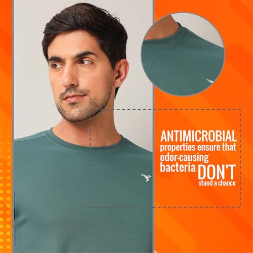 Image of TECHNOSPORT Men's Slim Fit Polyester Activewear Sports T-Shirt with Moisture-Wicking Comfort for Workout, Running & Gym