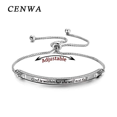 CENWA Christian Gift Religious Bracelet Jewelry 46:5 God is Within Her She Will Not Fall Zircon Bracelet Bible Verse Bracelet Gift2