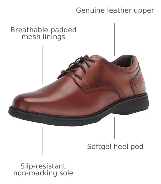 Image of Nunn Bush Men's Pro Plain Toe Oxford with Kore Slip Resistant Comfort Technology