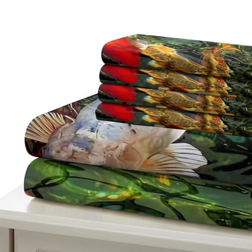 Housse de couette microfibre ultra douce poissons koi lit single