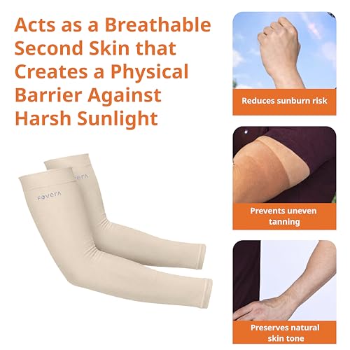 Image of FOVERA UV Sun Protection Arm Sleeves for Men & Women - UPF 50+ Cooling Hand Cover for Biking, Cricket, Driving & Cycling - Seamless Compression Tattoo Cover & Tan Protection Guard