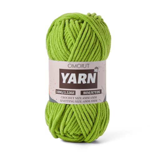 Image of Lime Green Fluffy Chenille Yarn for Crocheting - Baby Yarn for Crocheting Soft Blanket - (100g /87.4yds) Crochet Amigurumi Chunky Yarns - Velvet Worsted Weight Yarns 5