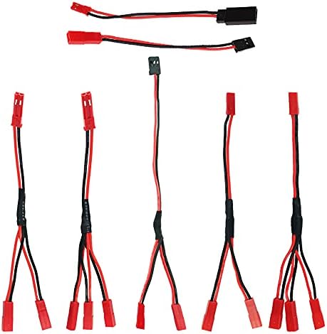 HeyMi 7Pcs JST Connector, JST Y Parallel Adapter JST Male Female Y Cable, Harness JST to JR Adapter for Traxxas TRX-4 RC Car Crawler Truck Cooling Fan ESC Battery Motor