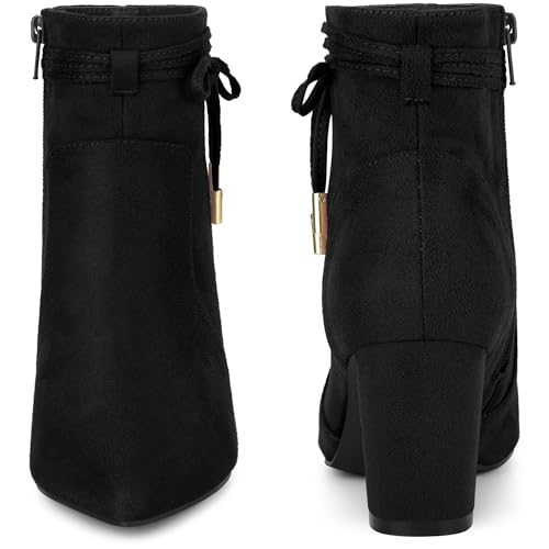 Perphy Bow Tie Booties Ankle Boots Pointed Toe Block Heel Boots for Women2