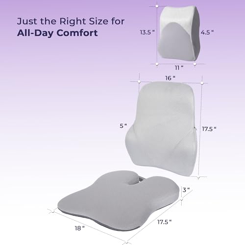 Image of Billebon Premium Car Seat Cushions Combo| Lumbar Support| Neck Rest & Car Wedge Seat Cushion for Long Drive Comfort| Gel Infused Memory Foam| Ergonomic Car Cushions Pillows -Black