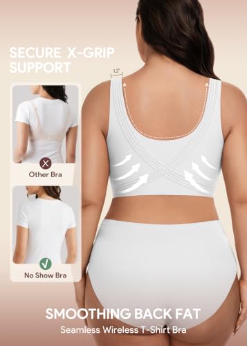 Image of HBselect Jelly Bras for Women Plus Size Pullover Wireless Full Coverage Bra | No Underwire, Push Up, Lift, Minimizer Bras, Wide Straps, Seamless T-shirt Everyday Bralette, For Older Women, Large Breast