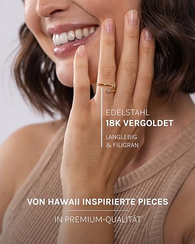 Purelei® Sternzeichen Ring Fisch (Gold) – Wasserfester Damenring aus langlebigem Edelstahl – Verstellbare Ringe von Größe 60 bis 66 – Modeschmuck für deinen individuellen Look