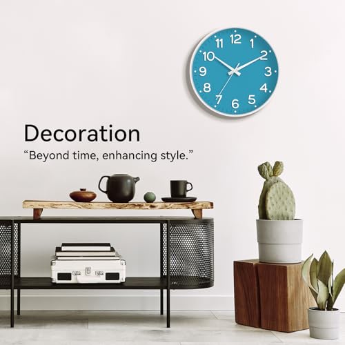 Image of Roymnie Wall Clock, 10 Inch Silent Wall Clocks Battery Operated-Modern Non Ticking Analog Clock Decorative for Kitchen Bedroom Office Bathroom(Blue)