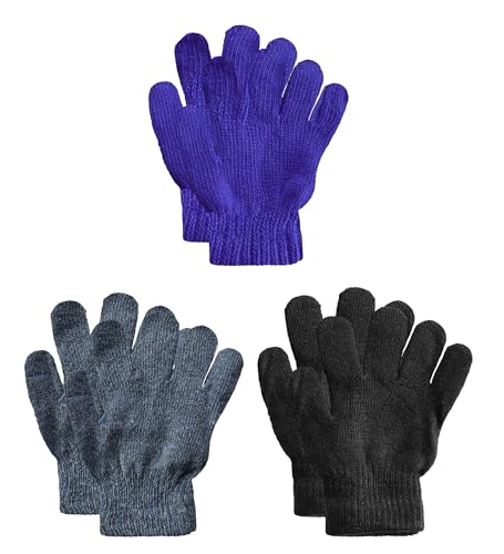 Image of Acrylic warm School Woolen Winter knit cold weather fleece wool Gloves for Boys & Girls, fits for 5-10 years