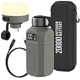 aswayke 20,000mAh Rugged Power Bank with Fast Charge USB-C PD, IP68 Waterproof Shockproof, Includes 420lm Bright Camping Lantern, Tactical Outdoor Charger for Hiking Camping Survival Emergency（Grey）