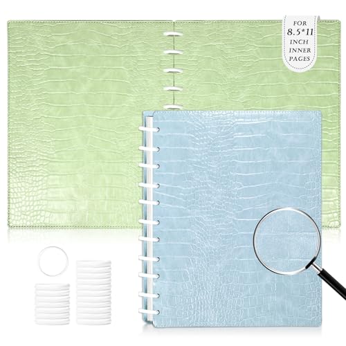 Couvertures de carnet à reliure à disque lettre avec 22 disques bleus et verts