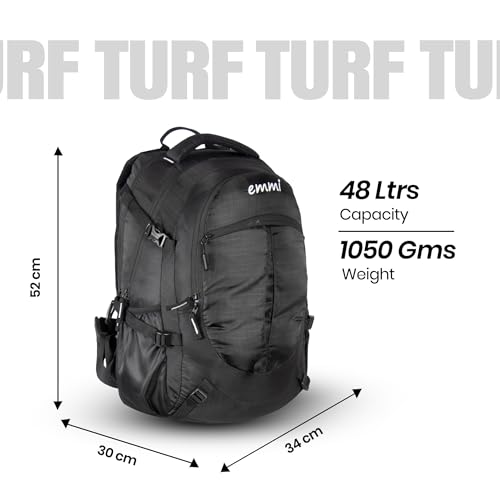 Image of Emmi Turf Backpack for Men and Women 48 L | Travel Bags for Camping and Hiking | Lightweight Outdoor Backpack With Water Bottle Holder |Stylish and Adjustable Travel Rucksacks | 18 Months Warranty