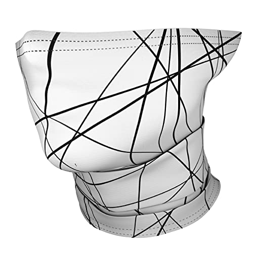 Millenti Headband Gaiter White Face-Covering - Women’s Men's Cooling Neck Gaiters, Multi Style Design, Summer Face Cover Neck Mask Balaclava for Sports (Lines) White Gaiter G02UW