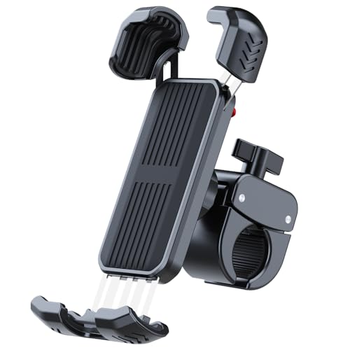 Honghauth Bicycle Phone Holder - Universal Motorcycle Handlebar Mount, Adjustable for iPhone Samsung & Smartphones, Easy Installation for Road Mountain Bikes, Electric Scooter & Stroller
