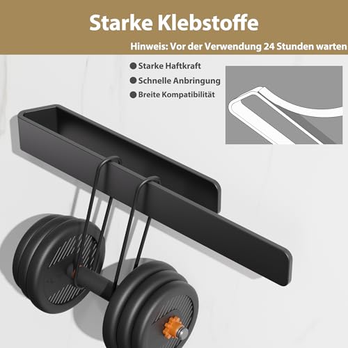 Aikzik Handtuchhalter, Handtuchhalter ohne Bohren, Aluminium Vollmetall Handtuchstange für Bad & Küche, Schwarz matt