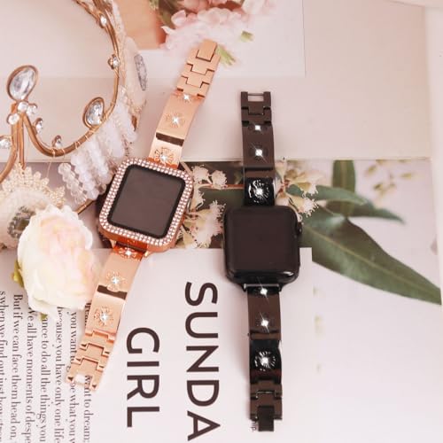 JOYOZY Metal Band Compatible with Apple Watch Band 38mm 40mm 41mm 42mm 44mm 45mm 49mm Fancy Luxury Strap with Sparkle Diamond, Dressy iWatch Bracelet, Cute Daisy Band for Women