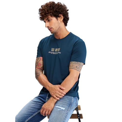 Image of Spykar Men's Slim Fit Round Neck Half Sleeve Solid Casual T-Shirt