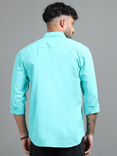 Image of Men Slim Fit Solid Spread Collar Casual Shirt