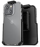 Encased Protective Clear Case with Clip - Designed for iPhone 13 MINI (2021) Transparent Phone Case with Belt Holster