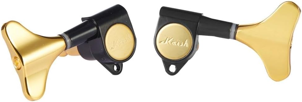 KAISH 6 String 3R3L 18:1 Sealed Bass Tuners Bass Guitar Tuning Keys Tuning Machine Heads for Ibanez/Yamaha Style Acoustic/Electric Bass Black with Gold