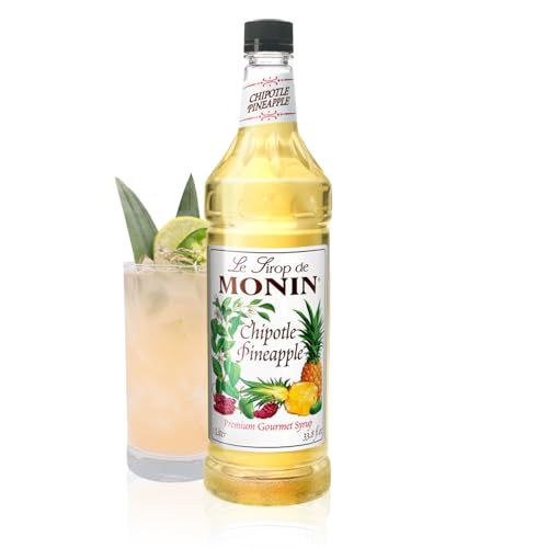 Monin - Chipotle Pineapple Syrup | Premium Syrup for Cocktails, Lemonades & More | Clean Label with No Artificial Flavors, No Artificial Preservatives (BPA-Free Plastic Bottle, 1 Liter)
