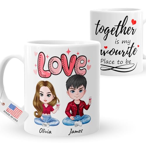 4GIFTSAKE Couple Besties Mug - Couple Gifts Valentines Mug Valentines Day Gifts for Him & Her Galentines Day Gift Anniversary Birthday Gifts Personalized Gift Customized Gift 11oz Ceramic Coffee Mug