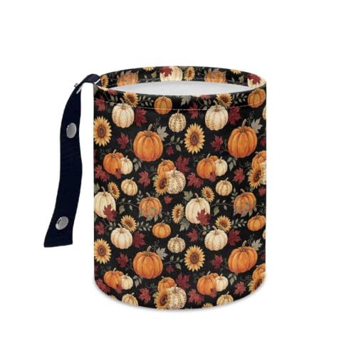 Image of Pumpkin Sunflower Maple Leaf Car Trash Can Collapsible Waste Basket Bin Multipurpose for Car Hanging Portable Garbage Bin Universal