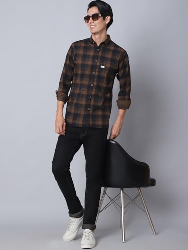 Image of Majestic Man Comfort Cotton Slim Fit Checked Casual Shirt for Men
