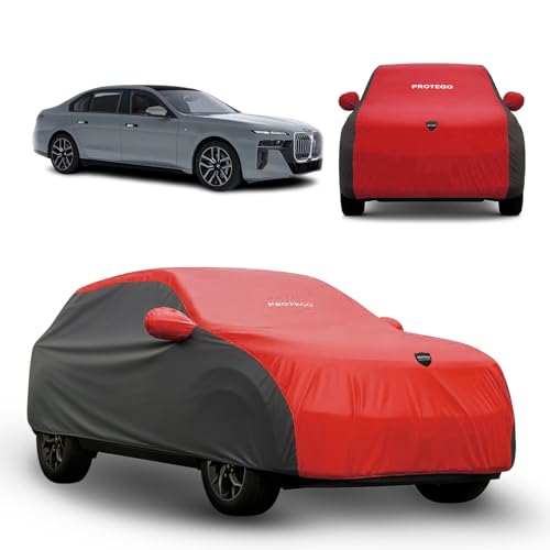 Image of PROTEGO Prime Series India's 1st Anti-Tear Car Cover for BMW 7 Series | Heavy-Duty, Custom Fit, All Weather Protection | 100% Waterproof, Windproof & Hail Resistant | 2-Year Warranty | Red + Black