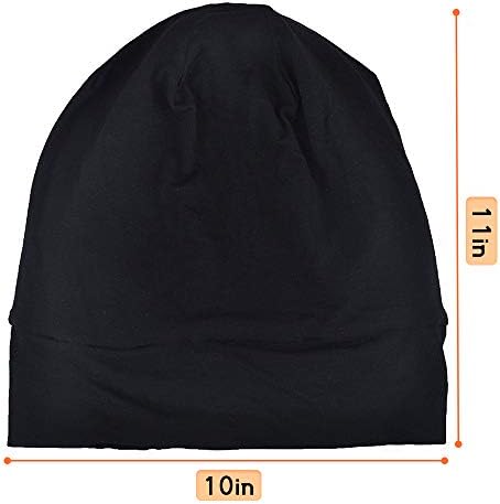 XCOZU 2 Pack Sleep Cap, Satin Bonnet Silk Hair Bonnet, Night Cap Slouchy Breathable Headwear Curly Hair Satin Lined Beanie Chemo Cap Silk Lined Hat for Men/Women(Black, Grey)