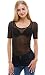 Long Sleeve Mesh Sheer See Through Round Scoop Neck Top