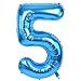 40 Inch Blue Large Numbers Balloon 0-9(Zero-Nine) Birthday Party Decorations,Foil Mylar Big Number Balloon Digital 5 for Birthday Party,Wedding, Bridal Shower Engagement Photo Shoot, Anniversary