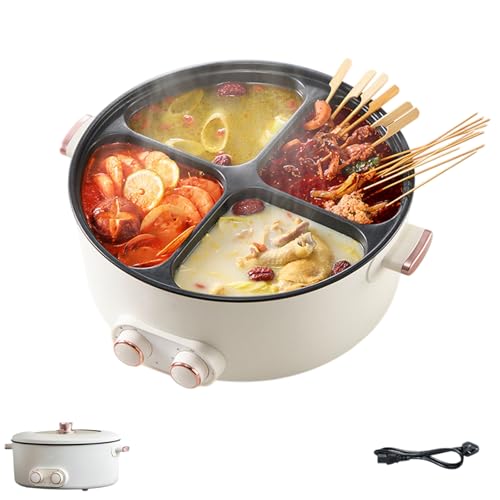 Ollas EléCtricas De 4 Compartimentos, Multifuncionales para El Hogar, con Capacidad De 6 litros, Olla Caliente Integrada, Plato De Calentamiento EléCtrico Mandarin Duck, para Fiestas En Casa