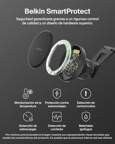 Carga rápida iPhone y Galaxy en coche con el soporte Belkin Qi2 magnético 7