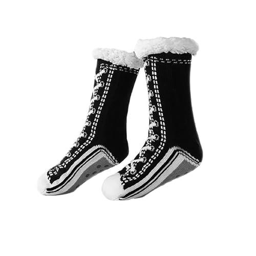 Women's Warm Socks Slipper, Super Soft Cashmere Slipper, Non-Slip Winter Thermal Fluffy Ultra Thick Sock Moder Indoor Home Socks (Black, Adult, Women, One Size, Alpha, US Footwear Size System, Medium)