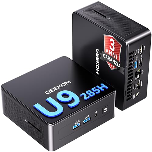 GEEKOM IT15 AI Mini PC con Intel Ultra 9 285H di 15a|32GB DDR5 RAM e 2TB SSD|Espandibile fino a 128GB e 8TB|Windows 11 Pro|NPU 99 TOPS|Uscita 8K a 120 Hz | WiFi 7 — PC Desktop Compatta e Versatile