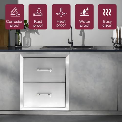 Lafati 18''*20.5''Double Drawer cabinets for Outdoor Kitchens or courtyards